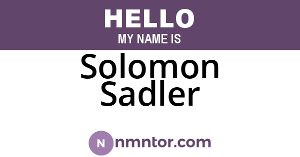 Solomon Sadler
