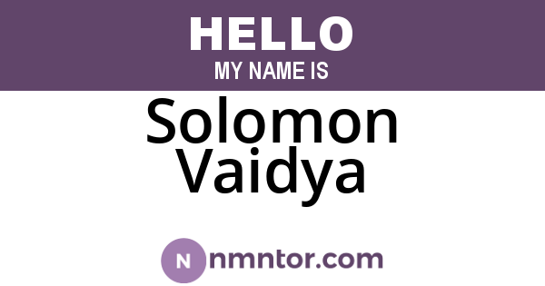 Solomon Vaidya