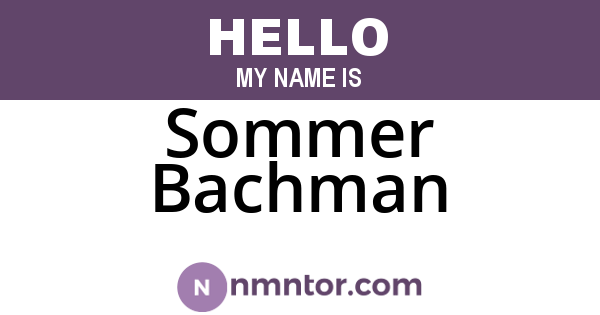 Sommer Bachman