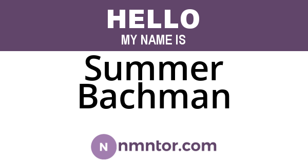 Summer Bachman