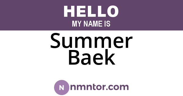 Summer Baek