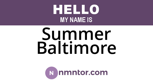 Summer Baltimore