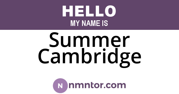 Summer Cambridge