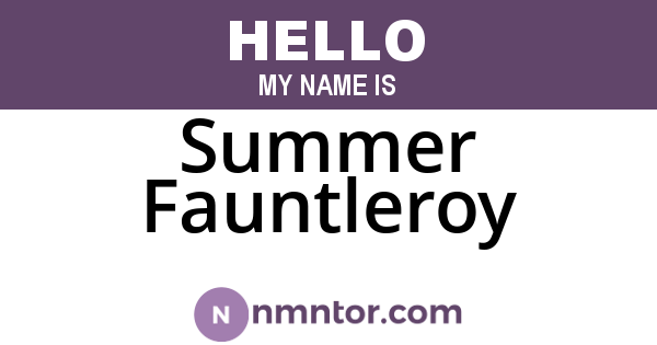 Summer Fauntleroy