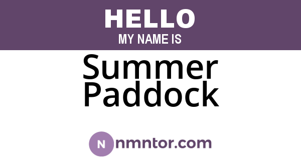 Summer Paddock