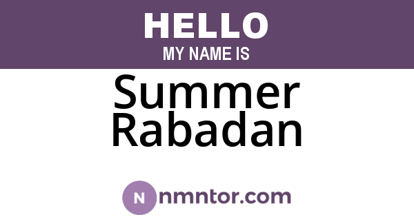 Summer Rabadan