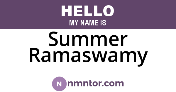 Summer Ramaswamy