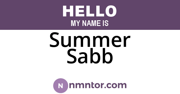 Summer Sabb