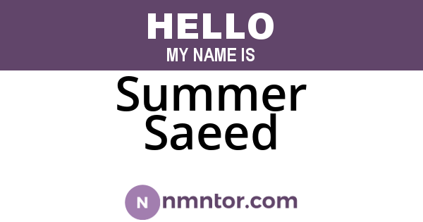 Summer Saeed