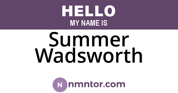 Summer Wadsworth