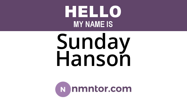 Sunday Hanson