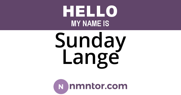 Sunday Lange