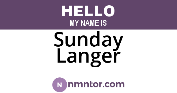 Sunday Langer