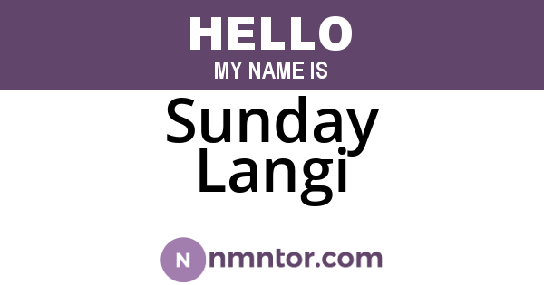 Sunday Langi
