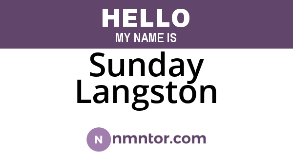 Sunday Langston