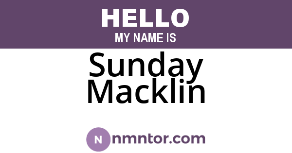 Sunday Macklin