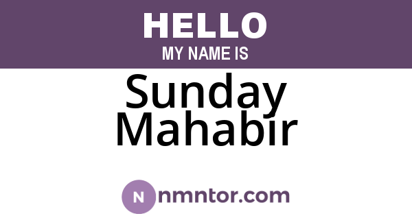 Sunday Mahabir