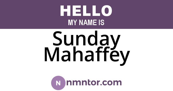 Sunday Mahaffey