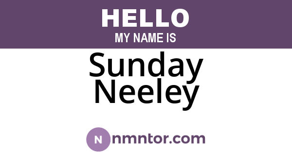 Sunday Neeley