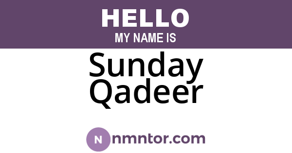 Sunday Qadeer