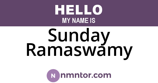 Sunday Ramaswamy