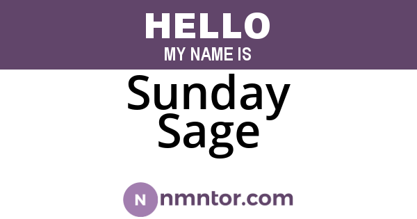 Sunday Sage