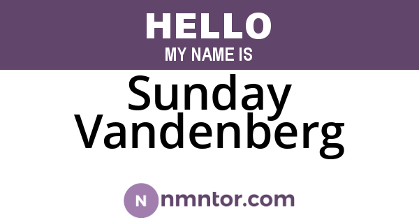 Sunday Vandenberg