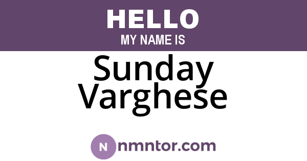 Sunday Varghese