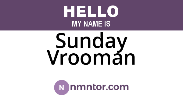 Sunday Vrooman
