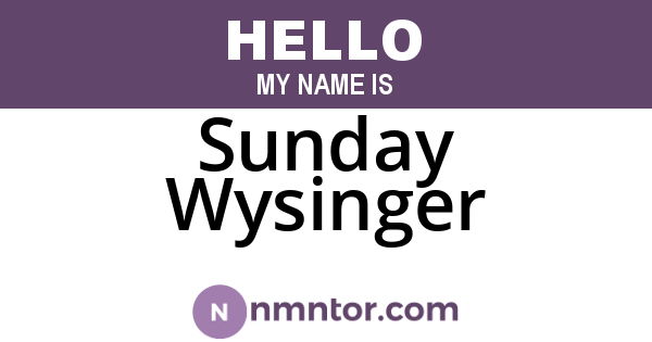 Sunday Wysinger