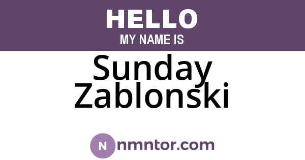 Sunday Zablonski