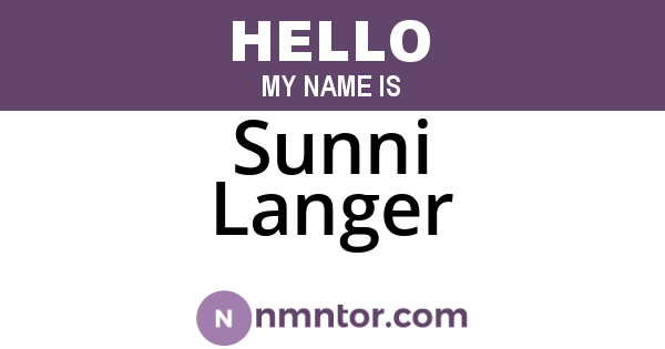 Sunni Langer