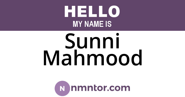 Sunni Mahmood