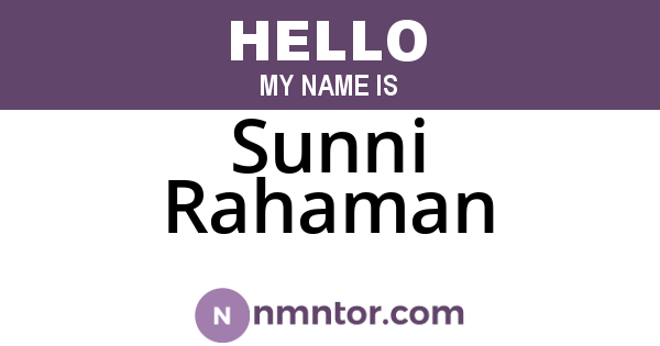 Sunni Rahaman