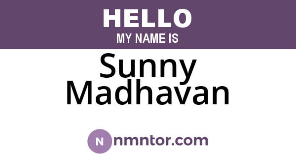 Sunny Madhavan