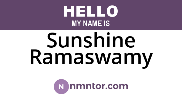 Sunshine Ramaswamy
