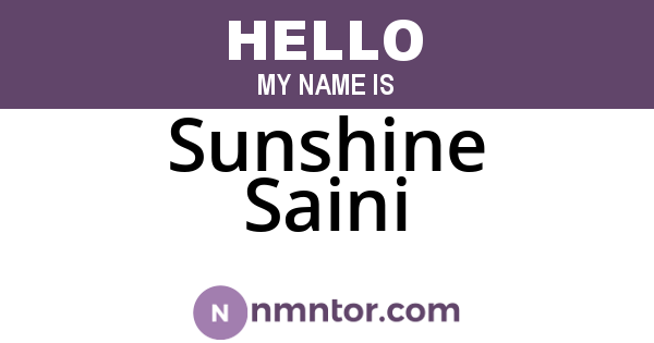 Sunshine Saini