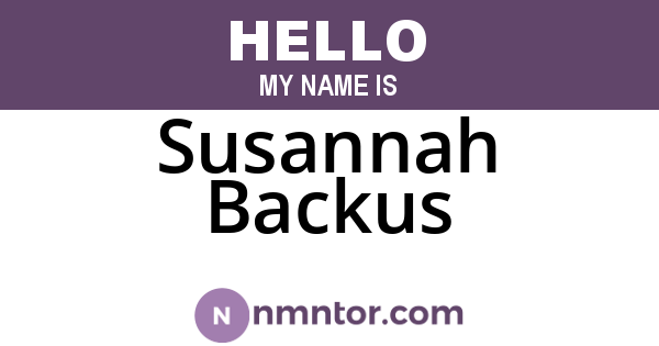 Susannah Backus