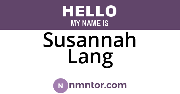 Susannah Lang