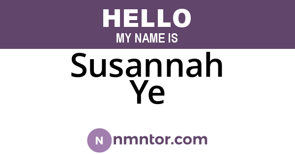 Susannah Ye
