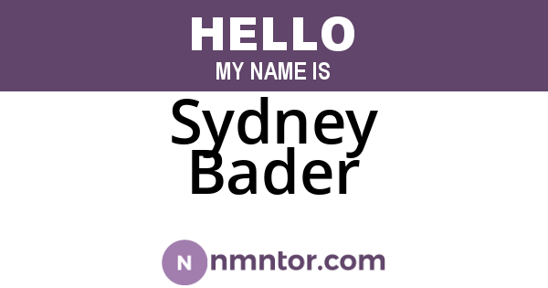 Sydney Bader