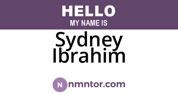 Sydney Ibrahim