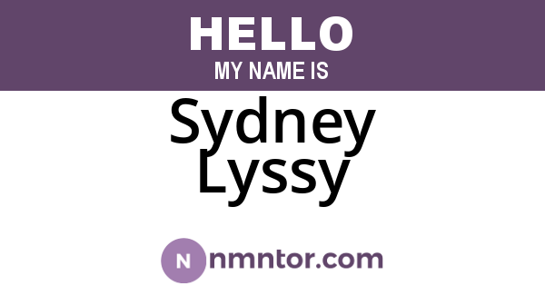 Sydney Lyssy
