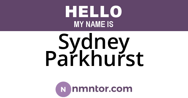 Sydney Parkhurst