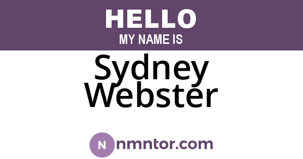 Sydney Webster