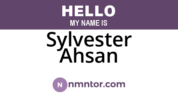 Sylvester Ahsan