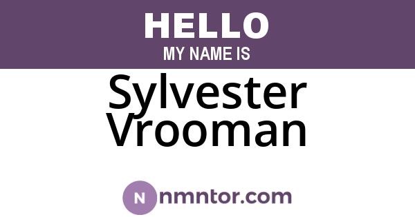 Sylvester Vrooman