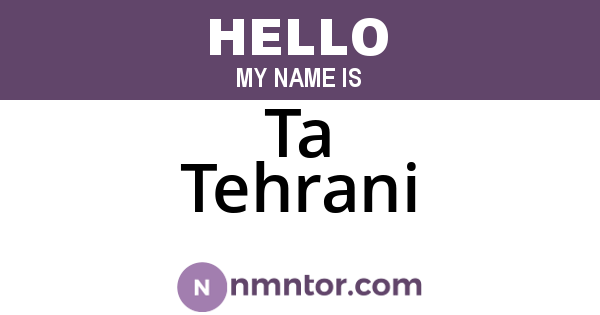 Ta Tehrani