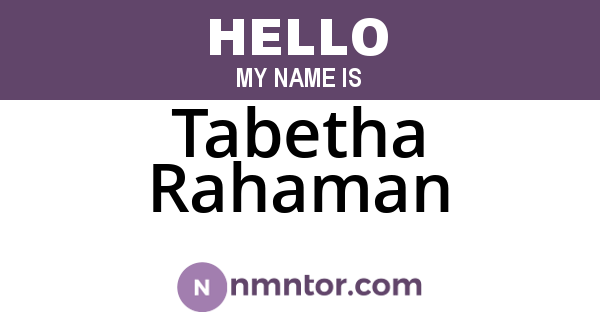Tabetha Rahaman