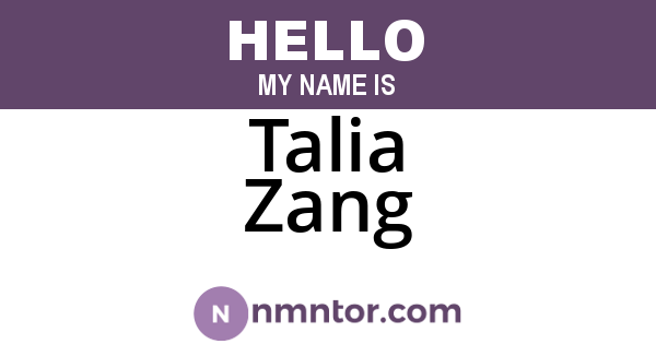 Talia Zang